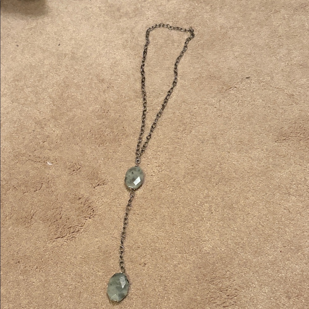 Elegant Silver Chain Necklace with grey Pendants